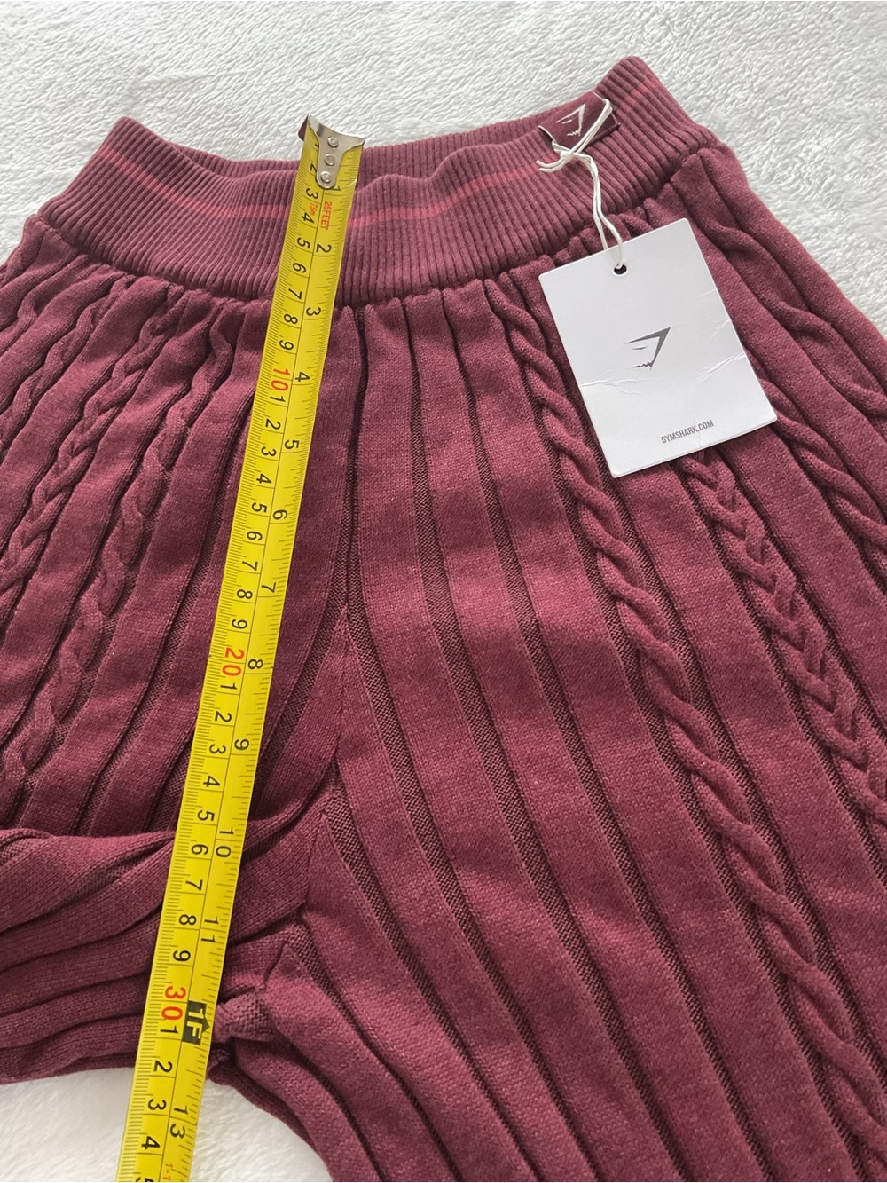 Gymshark Rest Day Cable Knit Flare Pants Women’s M Burgundy NWT - Picture 12 of 12